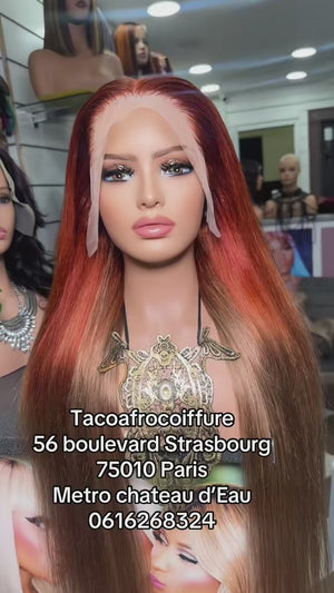 
                
                    Charger et lire la vidéo dans la visionneuse de la Galerie, Perruque dégradée marron orange
                
            